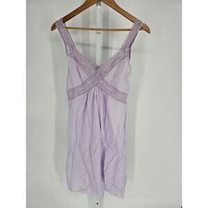 Vintage Bernette New York Womens Sz M Nylon Nightgown Light Purple Lace Trim